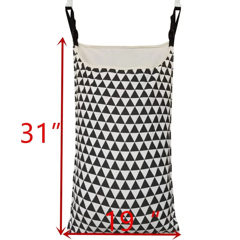 Adjustable Space Saving Door Hanging Laundry Hamper Bag with Over Door Hooks for Dirty Laundry